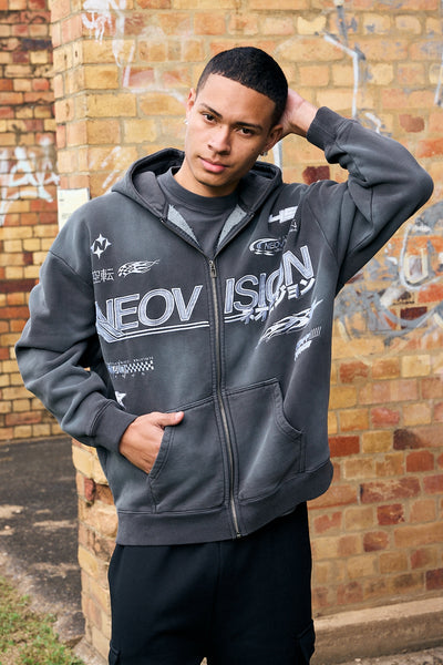 Neovision Surge Zip Through Street Hoodie Sunfade Black
