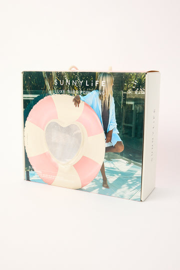 Sunnylife Luxe Tube Pool Ring Stole My Heart Pink Stripe