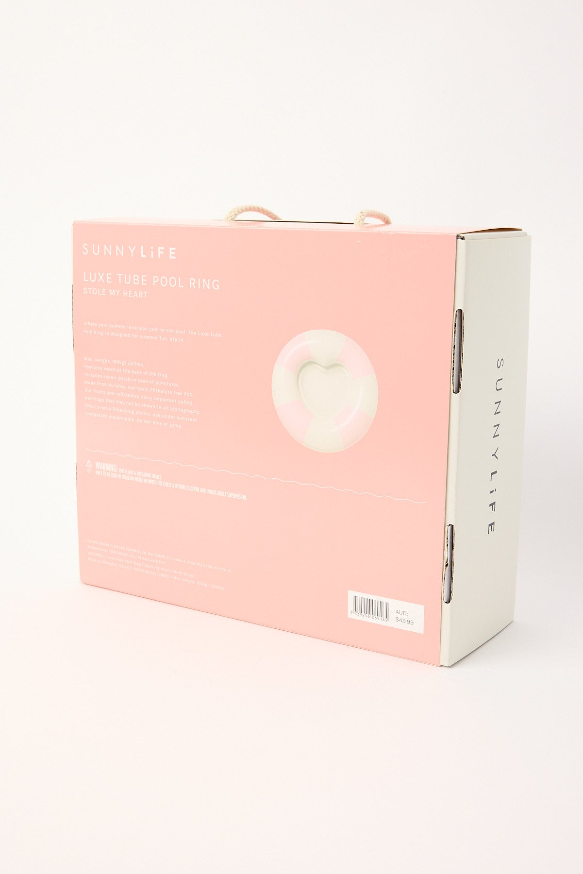 Sunnylife Luxe Tube Pool Ring Stole My Heart Pink Stripe