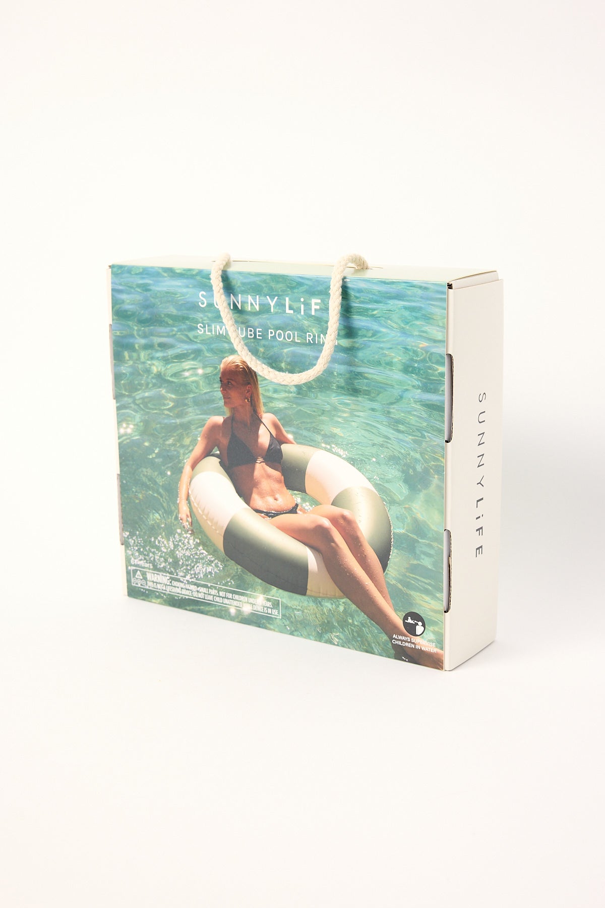 Sunnylife Slim Tube Pool Ring Olive Stripe