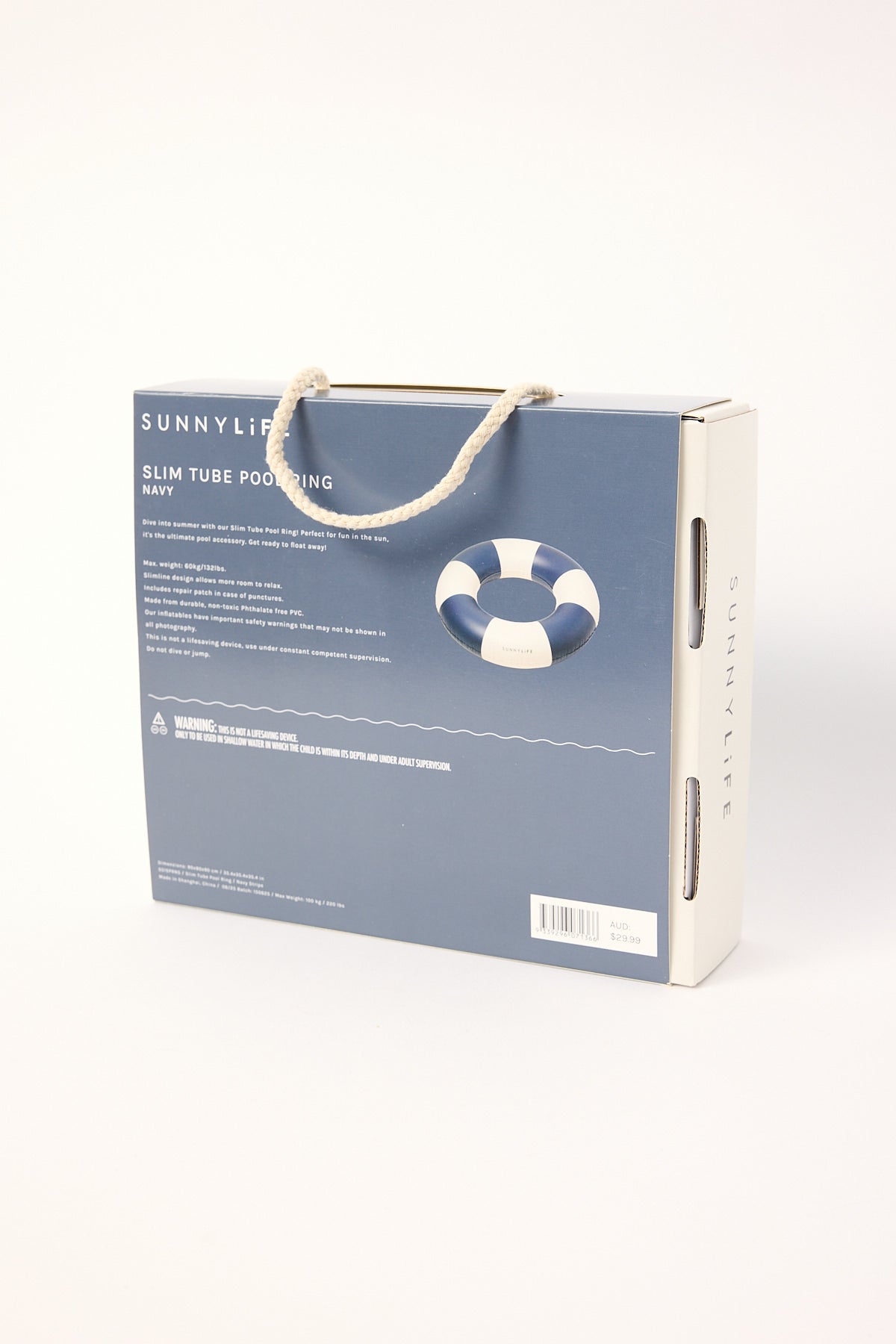 Sunnylife Slim Tube Pool Ring Navy Stripe