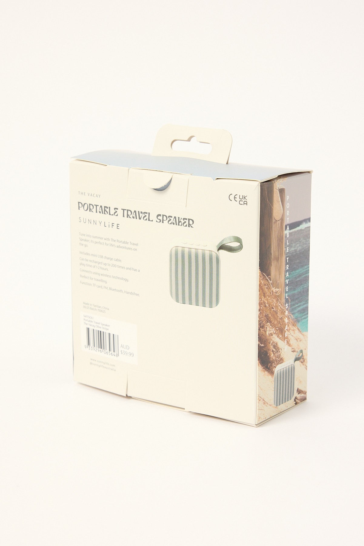 Sunnylife Portable Travel Speaker The Vacay Olive Stripe