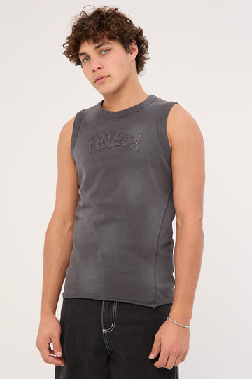 Neovision Radical Distressed Singlet Tank Sunfade Acid Washed Black