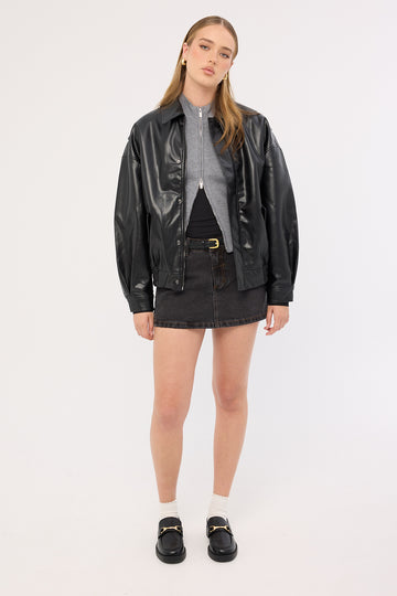 Thrills Sophie Denim Mini Skirt Black Bull
