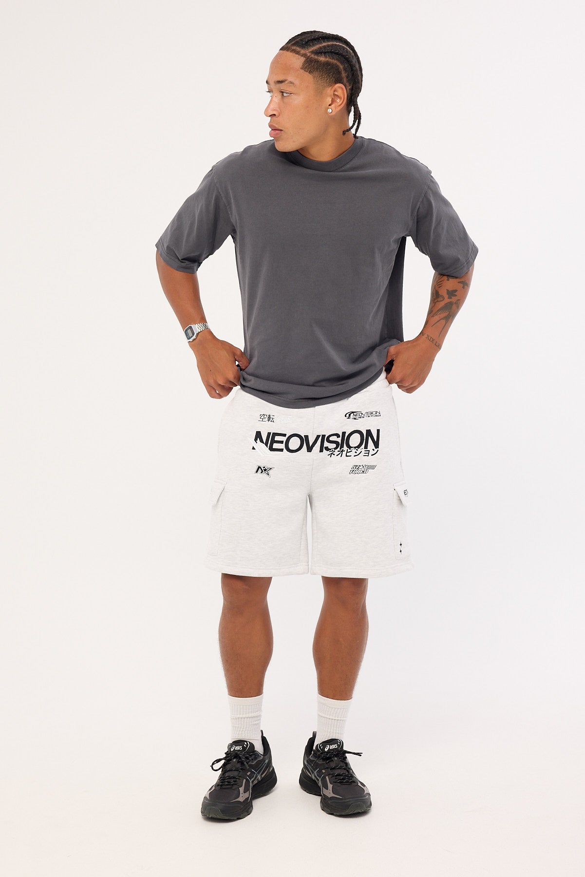 Neovision Surge Relaxed Cargo Sweat Short Snow Marle