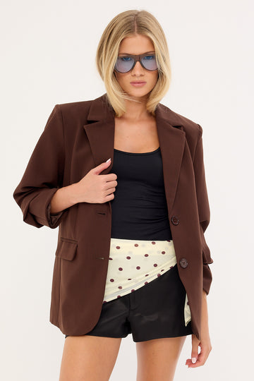 Perfect Stranger Luca Oversized Blazer Chocolate