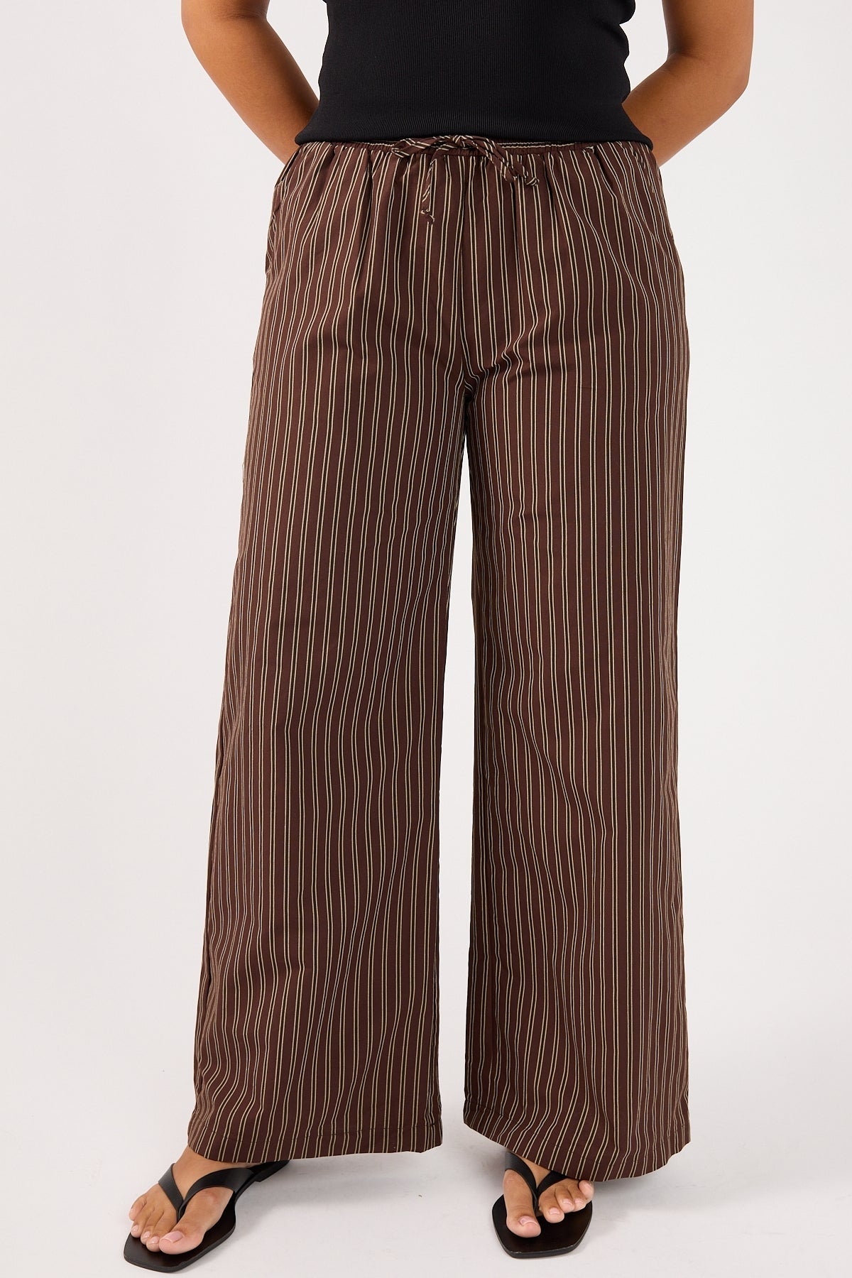 Perfect Stranger Hadid Striped Elasticated Pant Brown Stripe