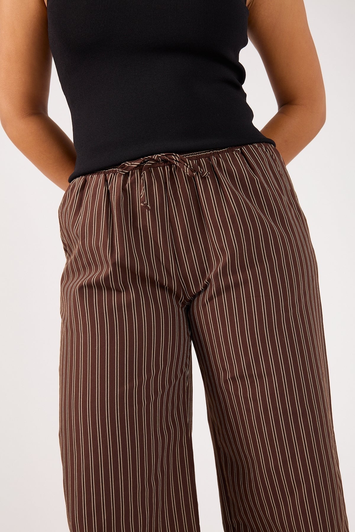 Perfect Stranger Hadid Striped Elasticated Pant Brown Stripe