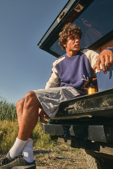 Rusty Roll Safe Boxy Knitted Crew Dark Blue