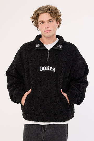 Billy Bones Club Webbed Collar Sherpa 1/4 Zip Black