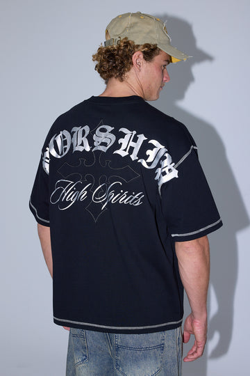 Worship Turmoil Oversize Tee Washed Black