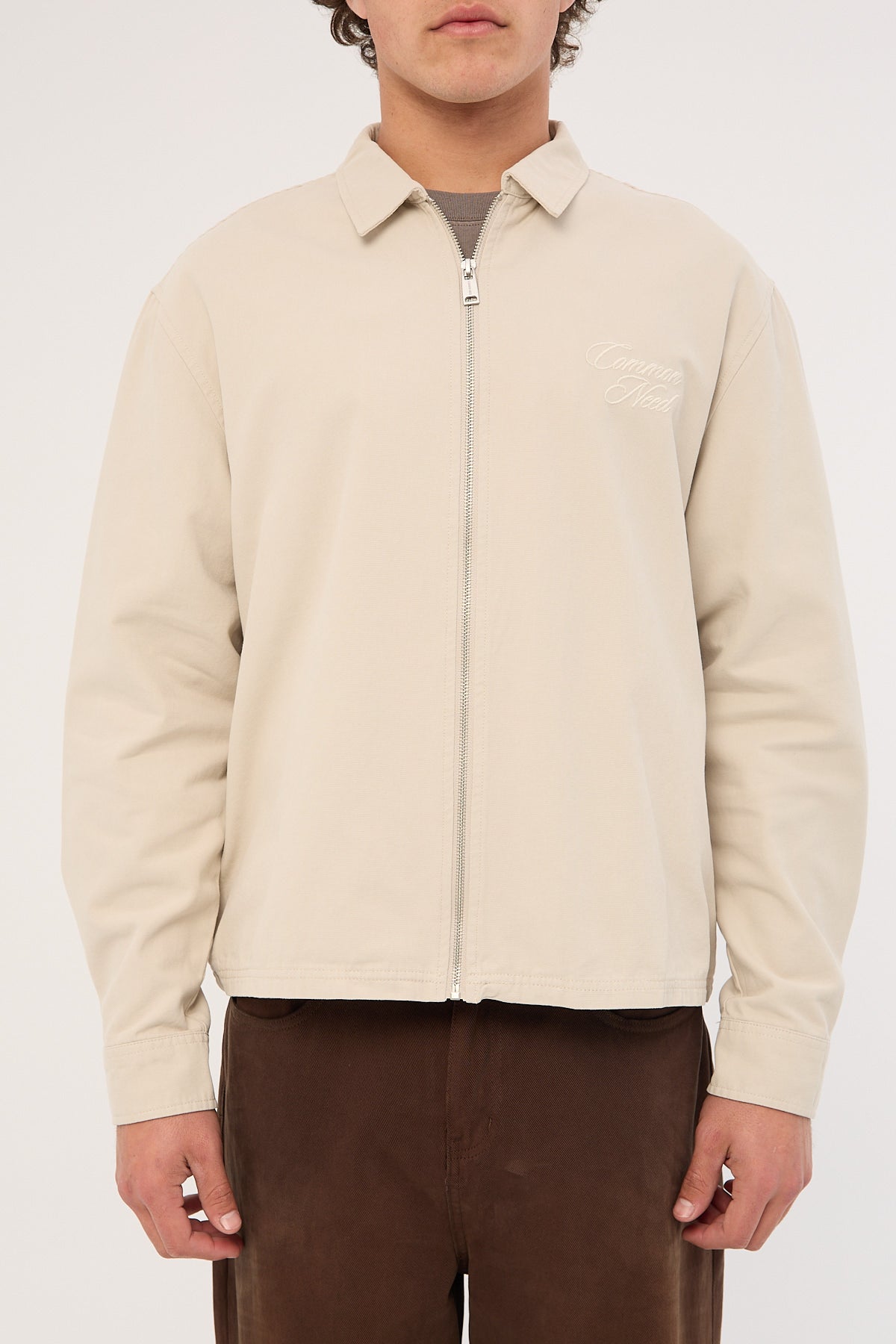 034 Zip Common Need Dustin Boxy Zip Through Overshirt Washed Stone – Universal ...