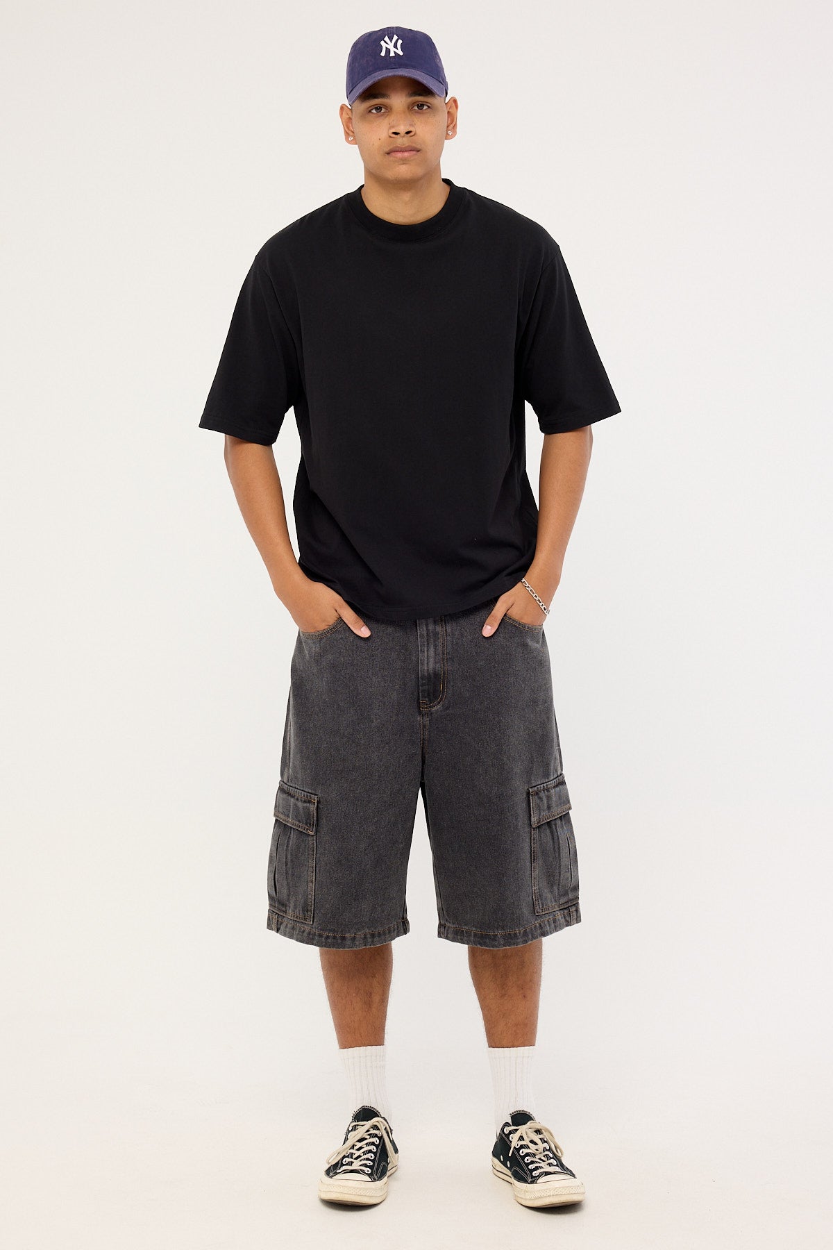 Xlarge Baggy Cargo Denim 91 Short Washed Black