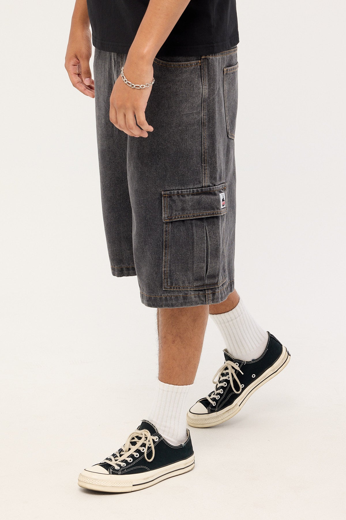 Xlarge Baggy Cargo Denim 91 Short Washed Black