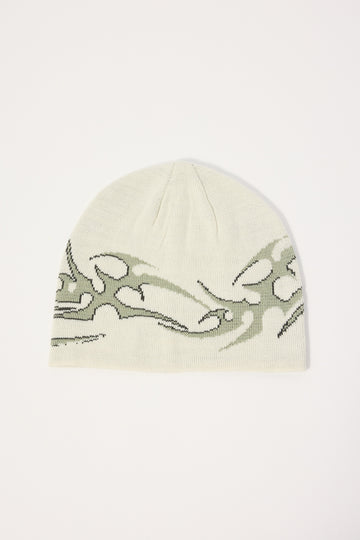 Neovision Tribal Skull Cap Beanie Off White