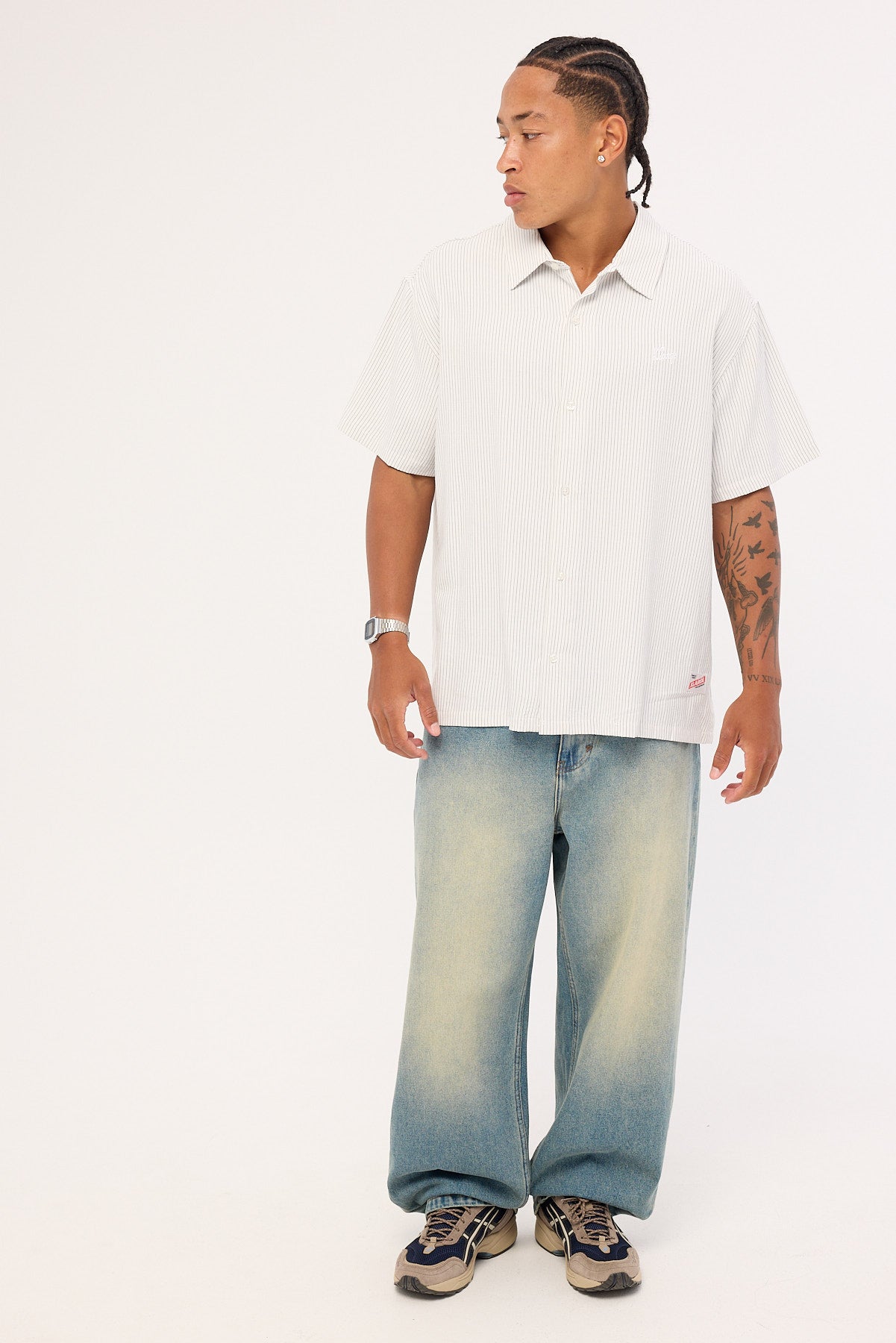 Xlarge Oxford Script SS Shirt White Stripe