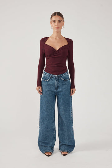 Perfect Stranger Dominik Long Sleeve Top Plum