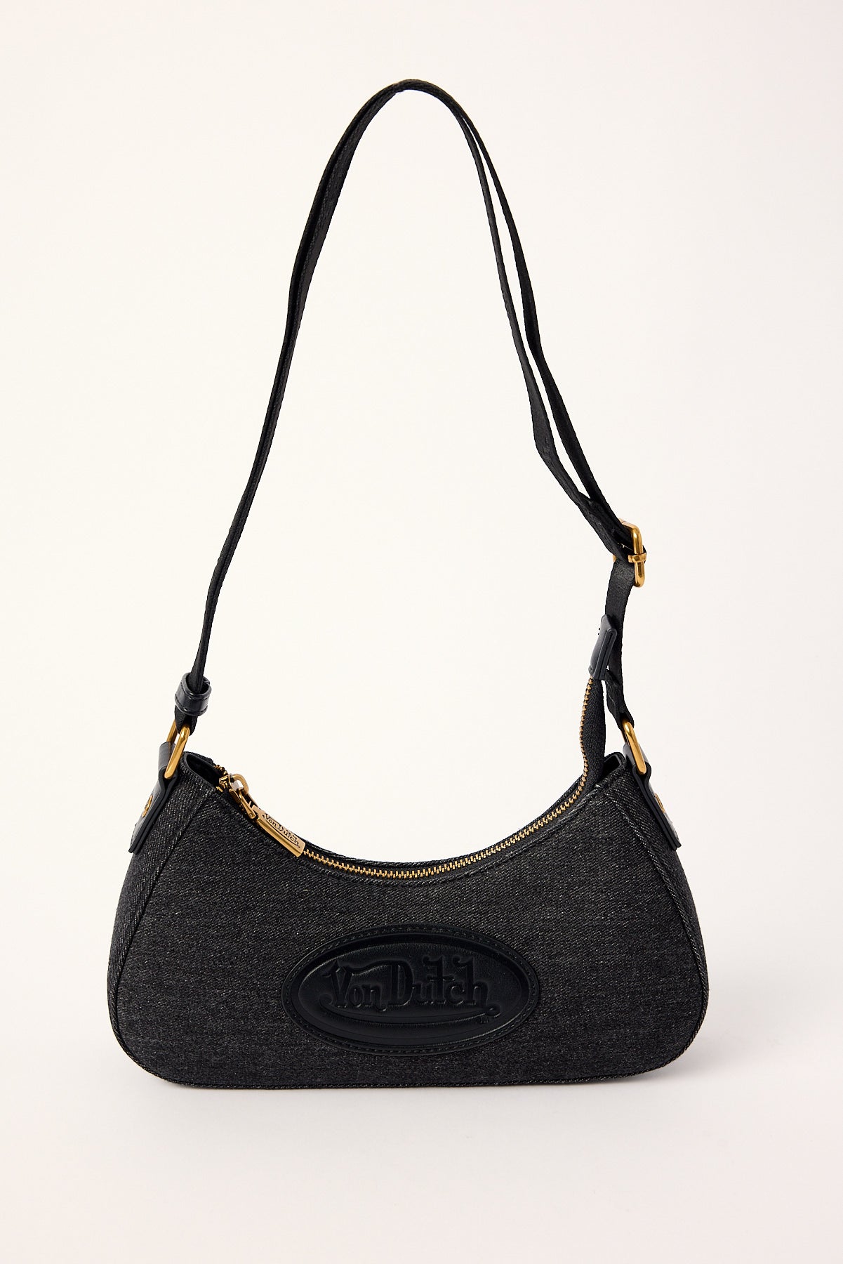 Von Dutch Amy Dirty Denim Shoulder Bag Dirty Black