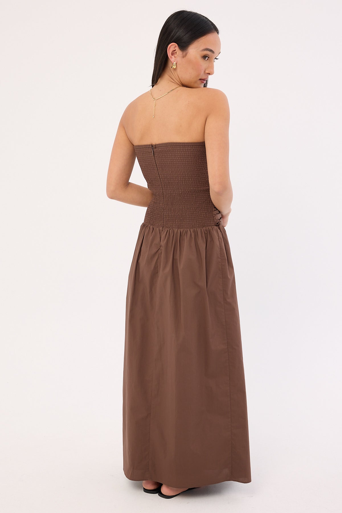 Luck & Trouble Strapless Drop Waist Midi Dress Brown – Universal Store