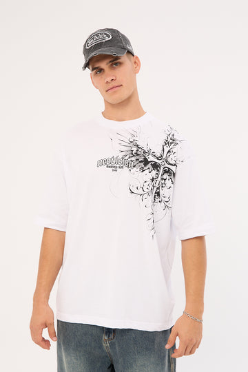 Neovision Fallen Cross Oversize Super Heavy Tee White