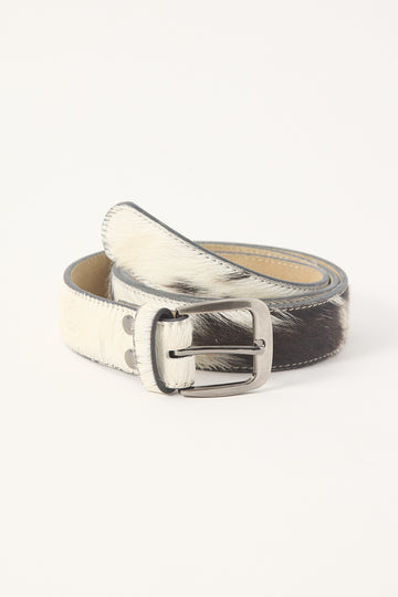 Common Need Rancher Belt White/Brown Cow Print