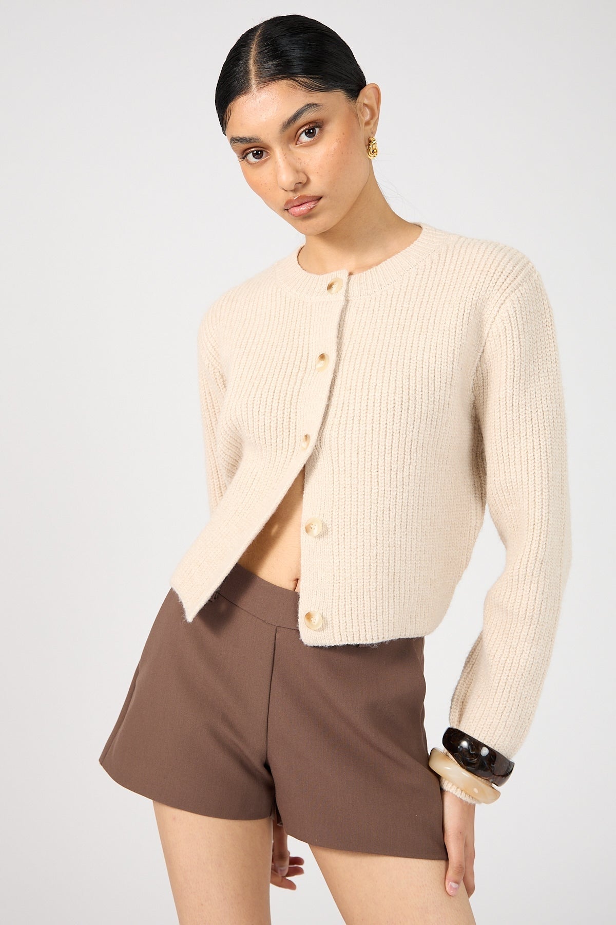 Perfect Stranger Prue Fluffy Cardigan Neutral