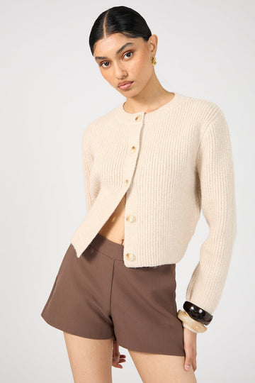 Perfect Stranger Prue Fluffy Cardigan Neutral