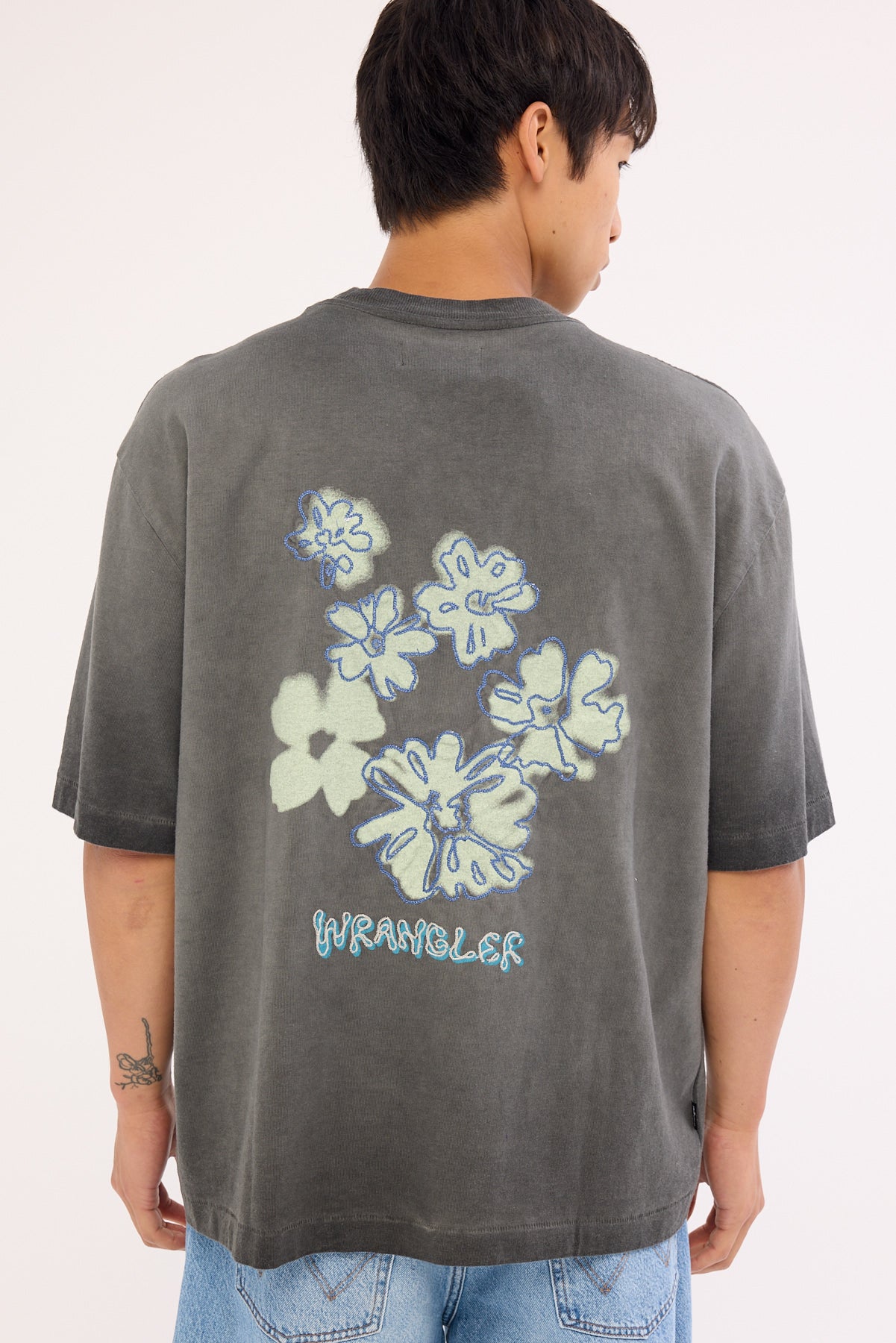 Wrangler Floral Fade Boxcar Tee Dark Slate