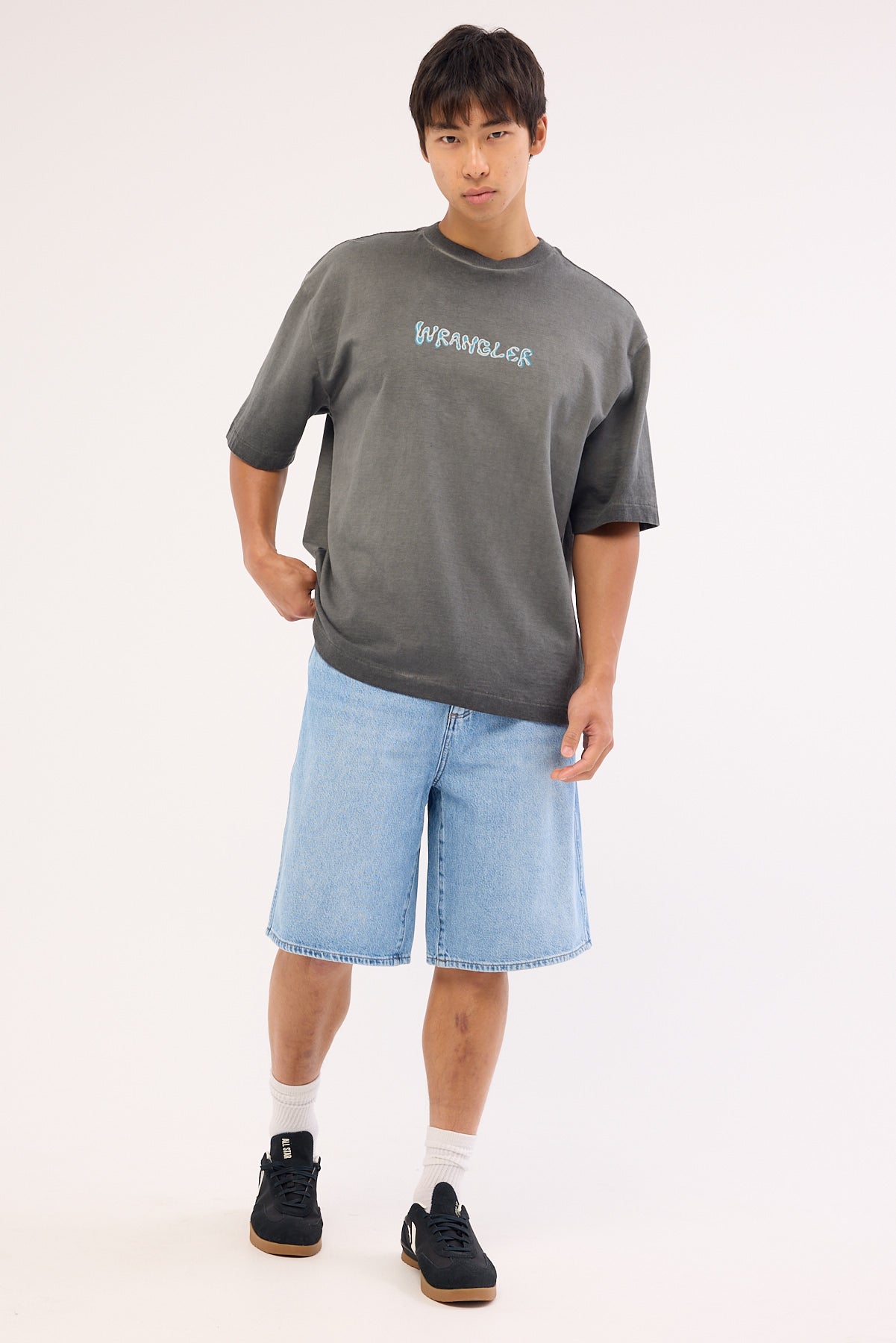 Wrangler Floral Fade Boxcar Tee Dark Slate