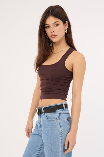 L&t Racer Back Singlet Brown