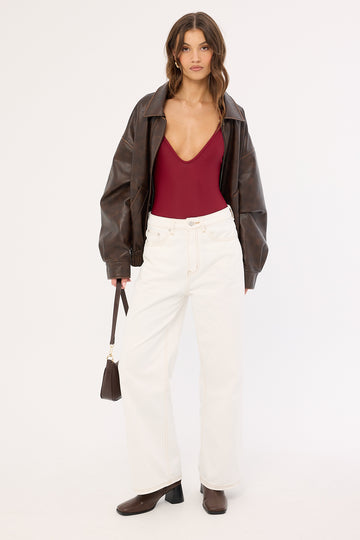 Perfect Stranger Mid Rise 90's Slouch Jean White Contrast Off White Contrast