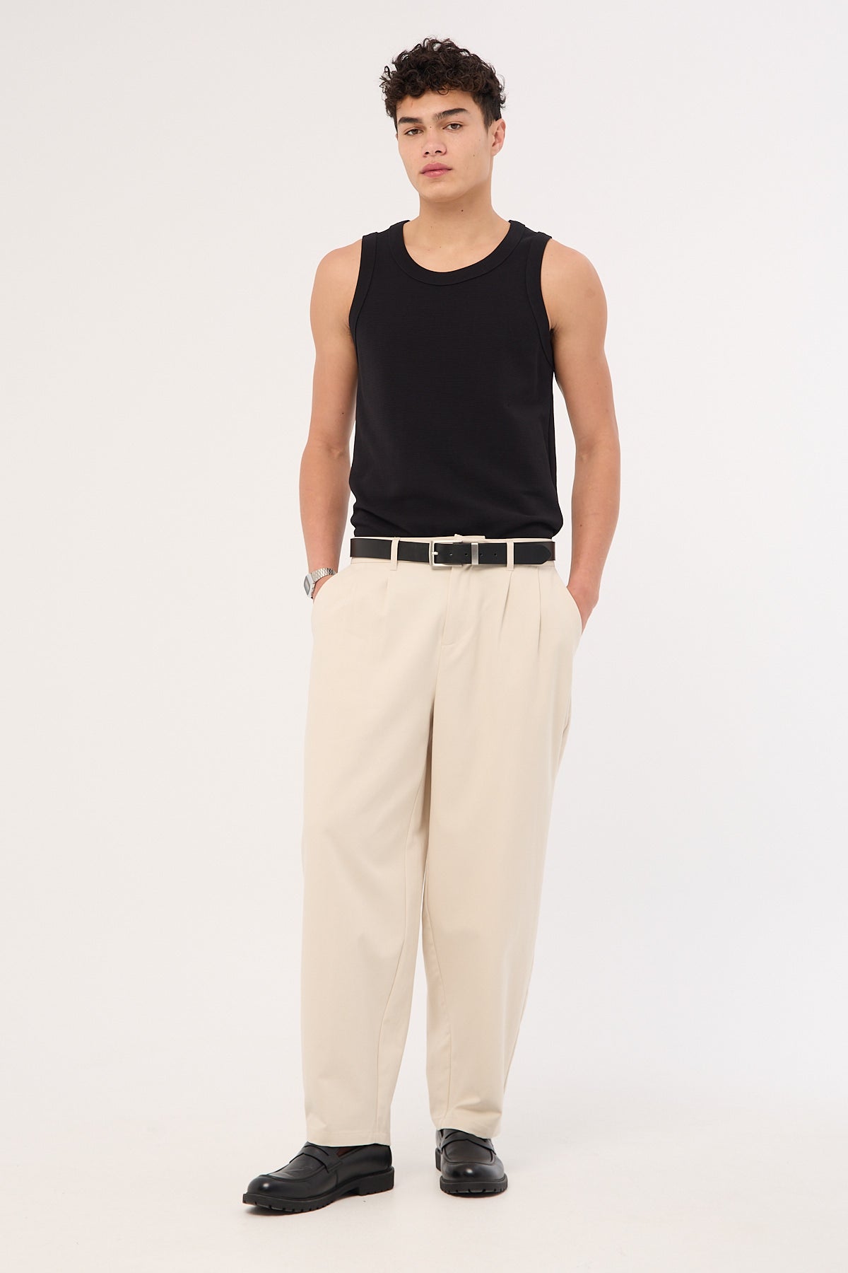 Common Need Blanco Pleated Tailored Trouser Ecru