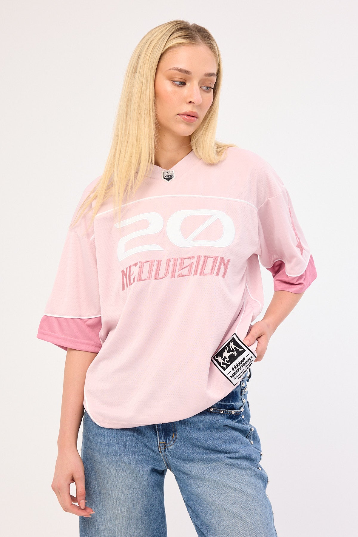 Neovision Zenthra Cropped V Neck Jersey Mauve Pink