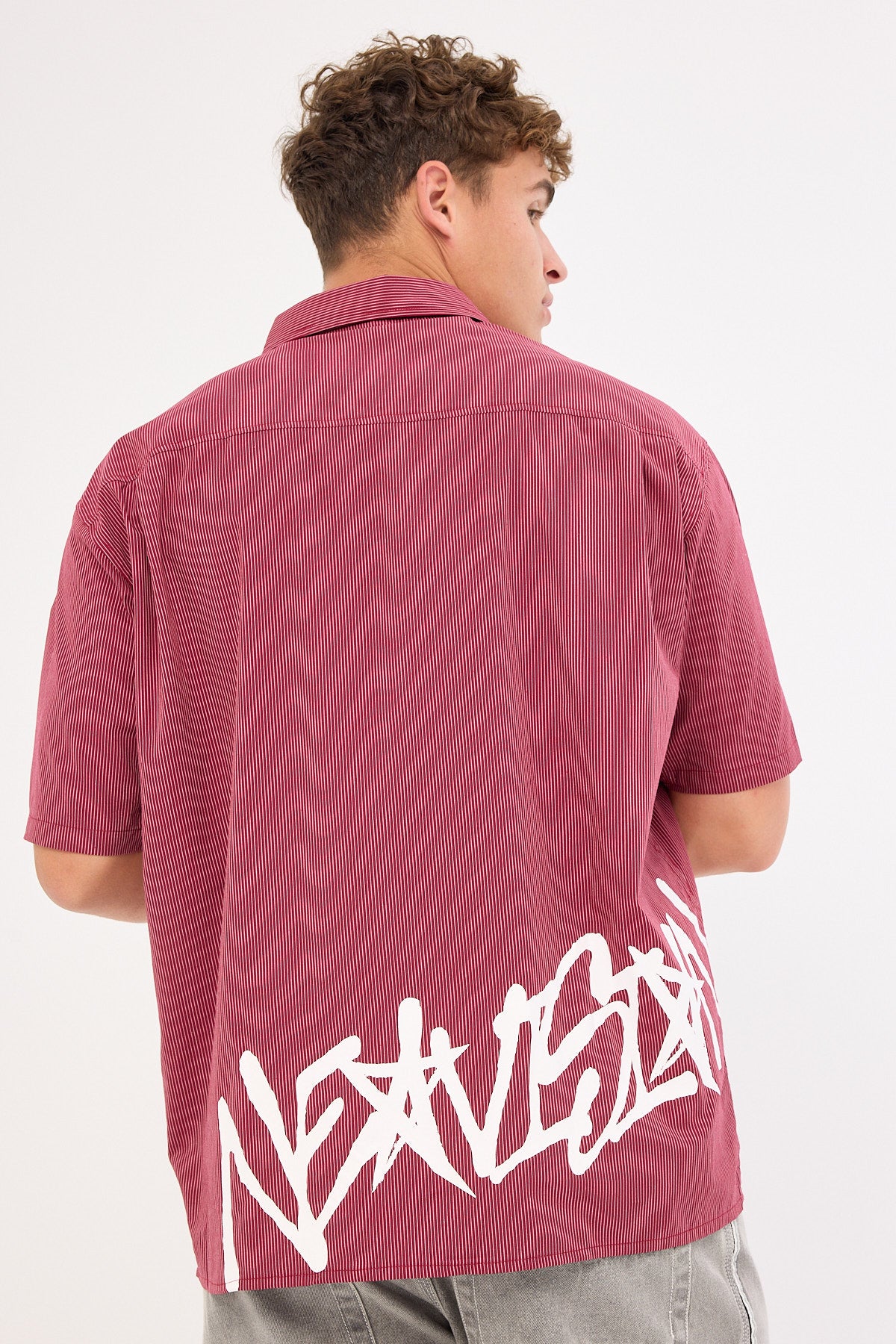 Neovision Tagger Oversize Shirt Burgundy/White Stripe