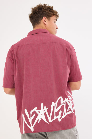 Neovision Tagger Oversize Shirt Burgundy/White Stripe