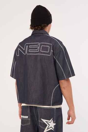 Neovision Bitrate Oversize Cropped Shirt Raw Indigo