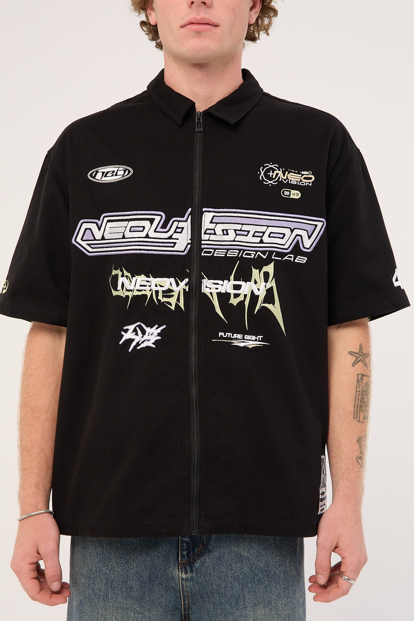 Neovision Fury Oversize Zip Through Shirt Black