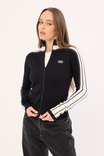 Rusty Daddy GB Zip Through Skimmer Knit Black