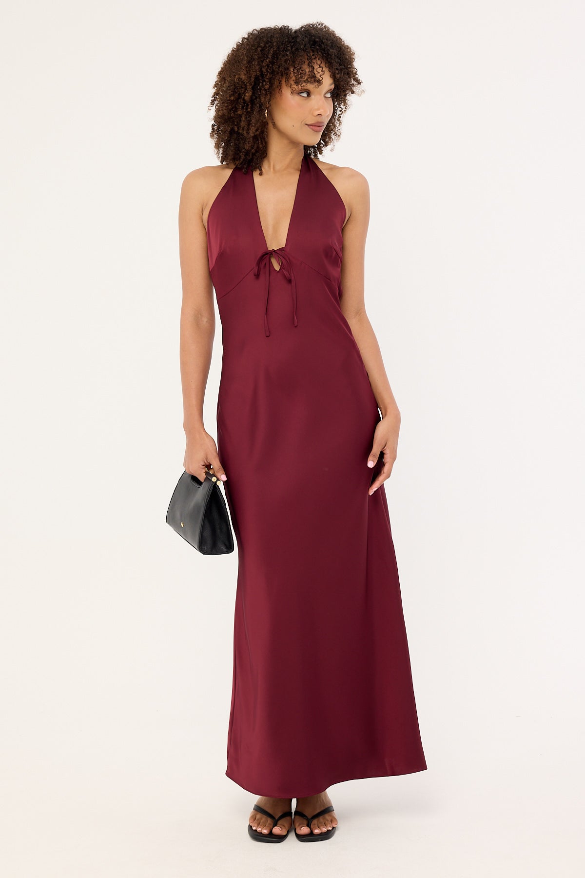 Perfect Stranger Kennedy Halter Maxi Dress Burgundy