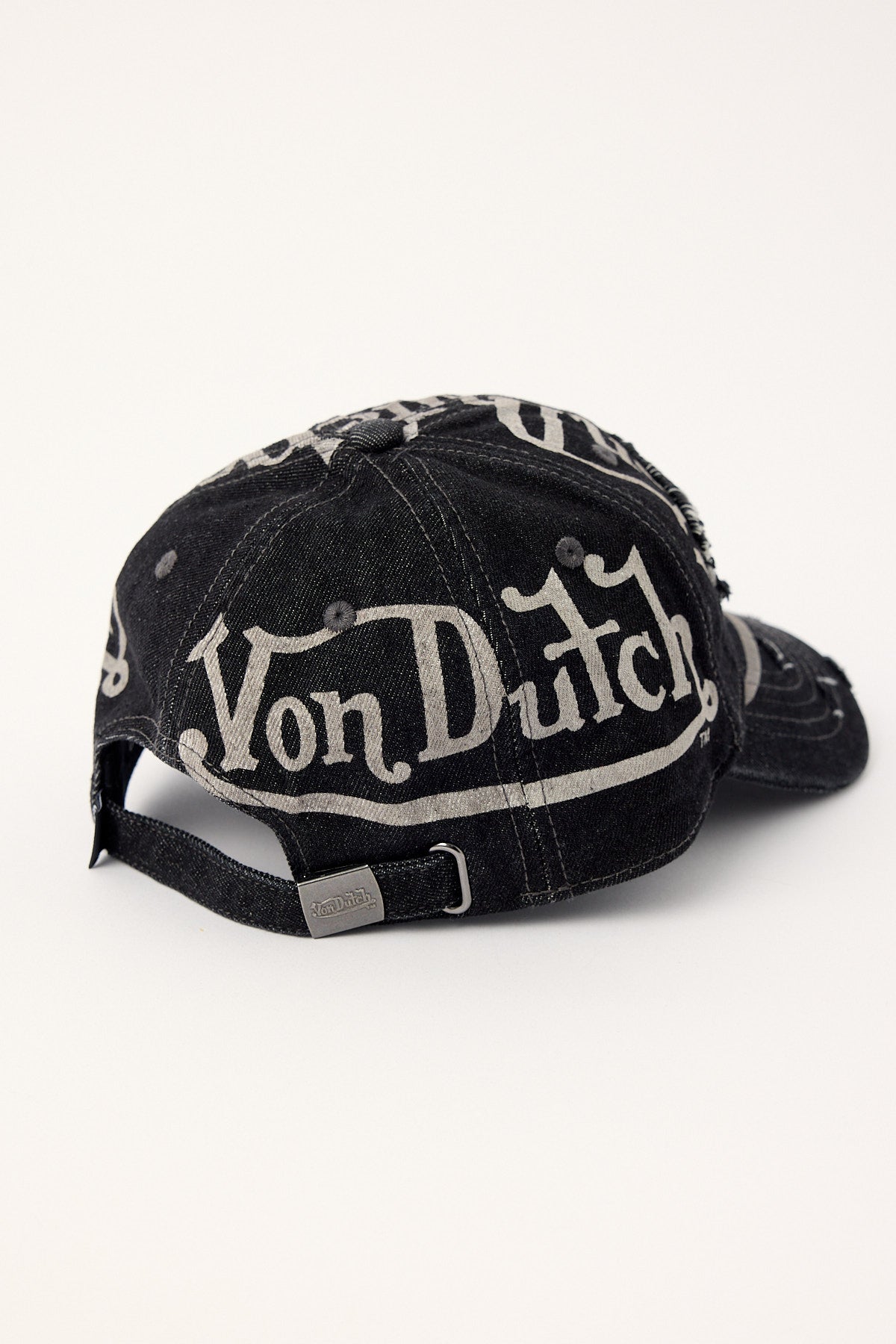 Von Dutch Bleach Torn Patch Dad Cap Washed Black