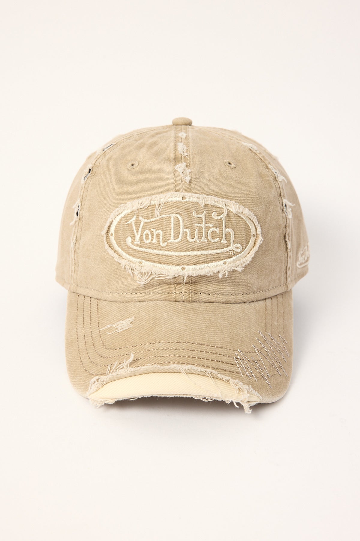 Von Dutch Zigzag Overdye Wash Dad Cap Dark Taupe