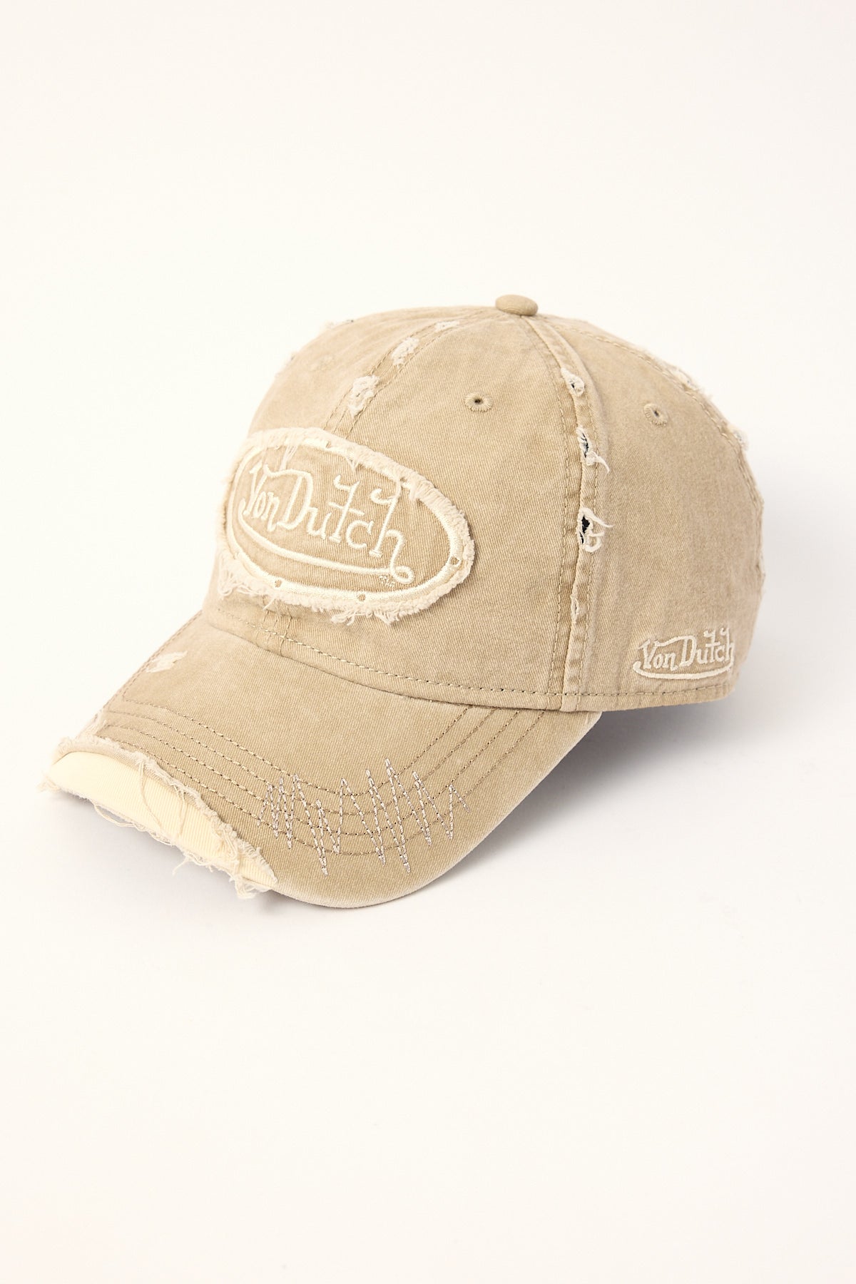 Von Dutch Zigzag Overdye Wash Dad Cap Dark Taupe
