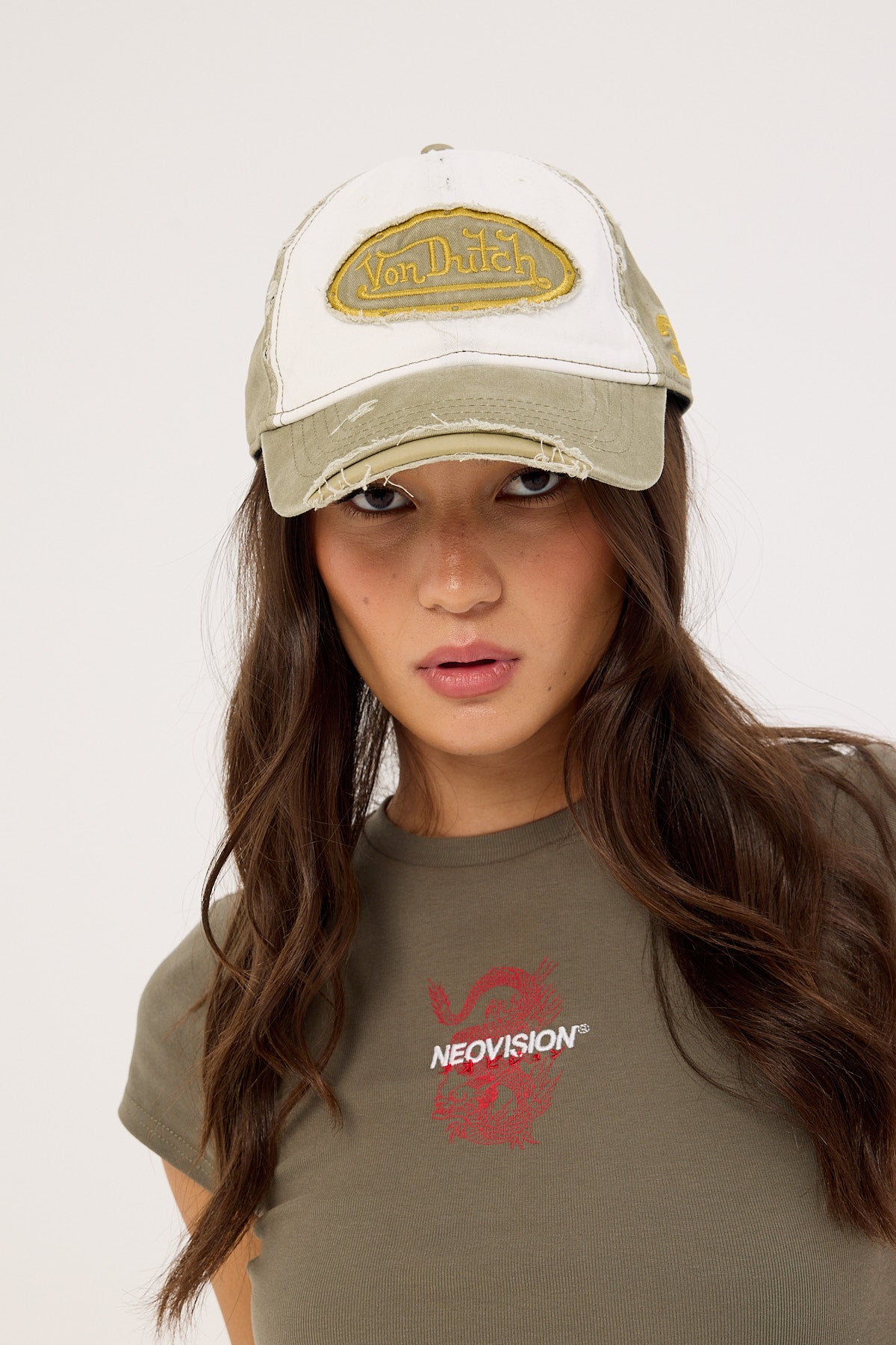 Von Dutch Two-Tone 32 Wash Dad Cap Khaki/White