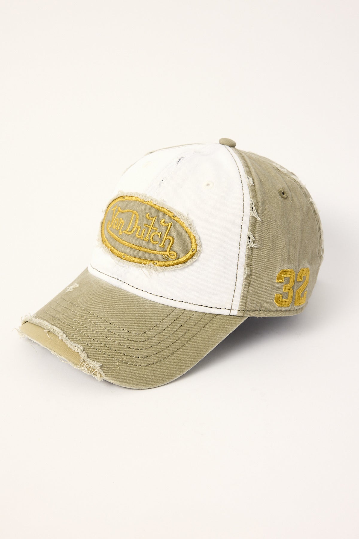 Von Dutch Two-Tone 32 Wash Dad Cap Khaki/White