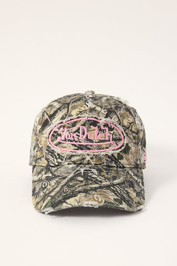 Von Dutch Eyecamo Destroyed Dad Cap Washed Camo/Pink