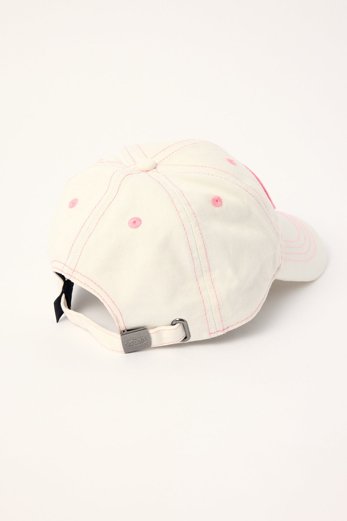 Von Dutch Contrast Eyelet Dad Cap Off White/Pink