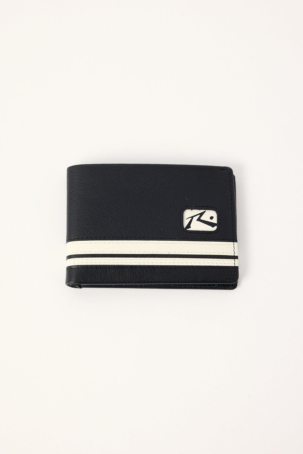 Rusty White Lines Leather Wallet Black