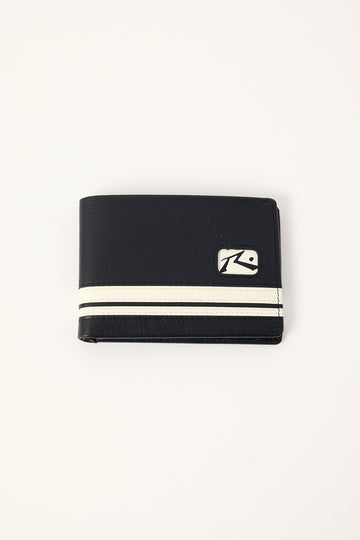 Rusty White Lines Leather Wallet Black