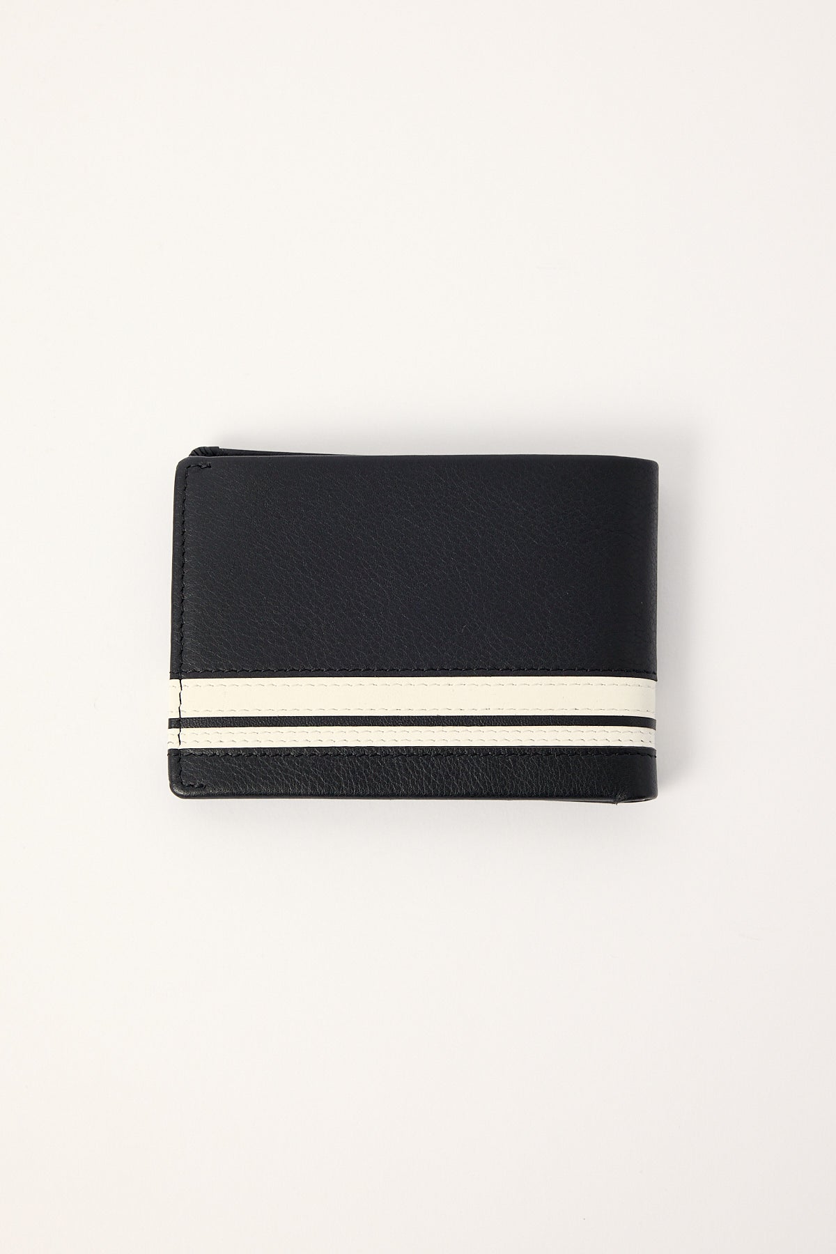 Rusty White Lines Leather Wallet Black