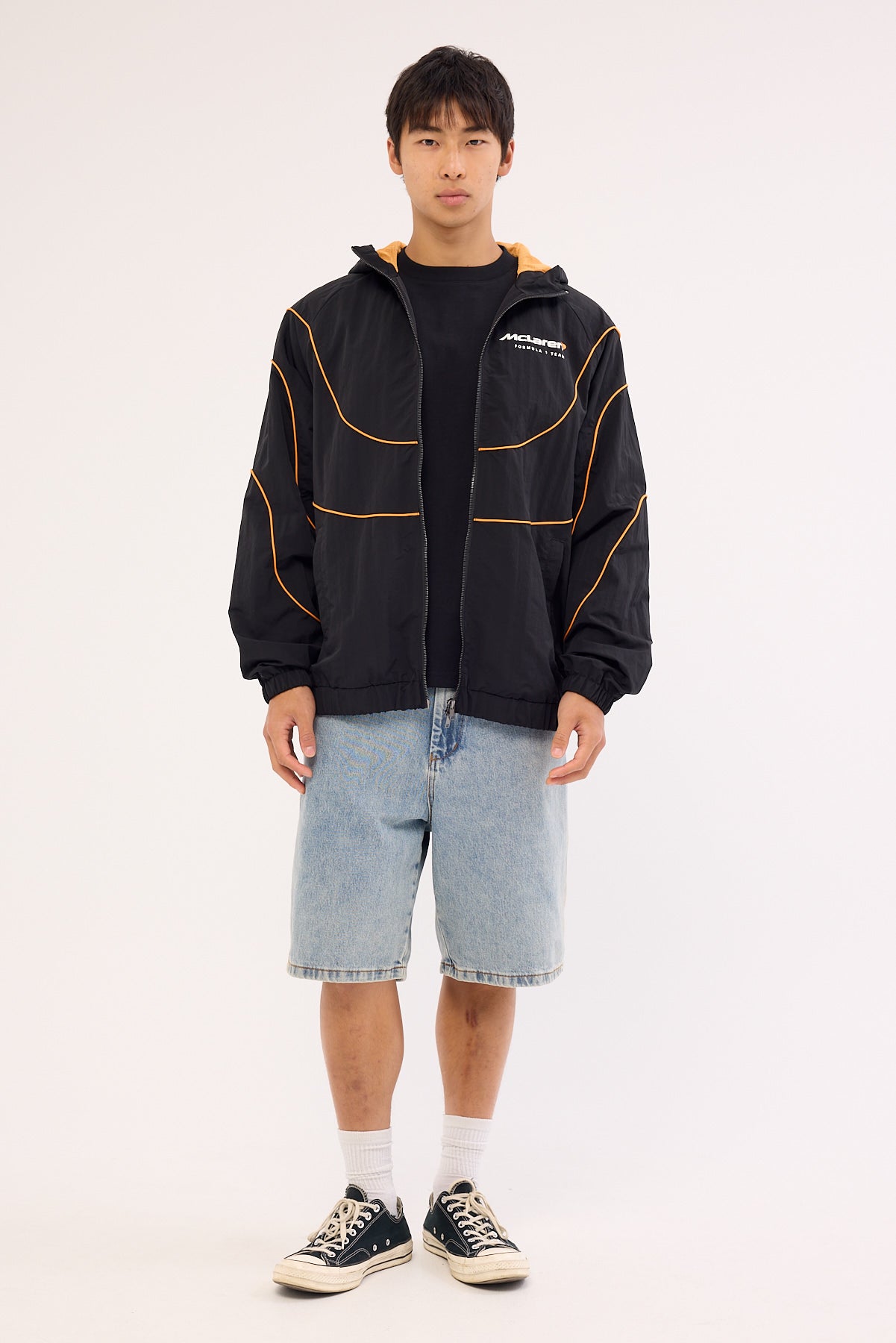 Mitchell & Ness Mclaren Nylon Tracksuit Hoodie Black/Papaya